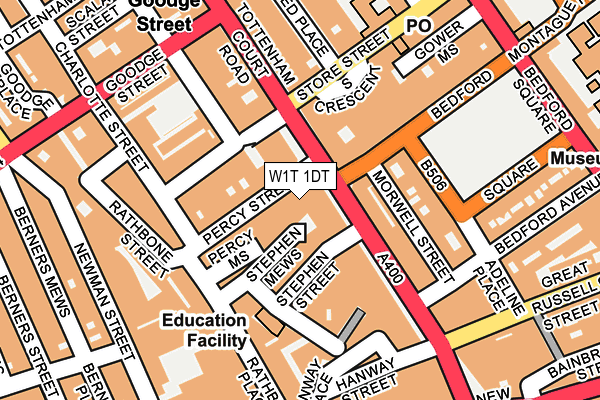 W1T 1DT map - OS OpenMap – Local (Ordnance Survey)