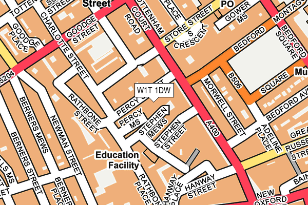 W1T 1DW map - OS OpenMap – Local (Ordnance Survey)