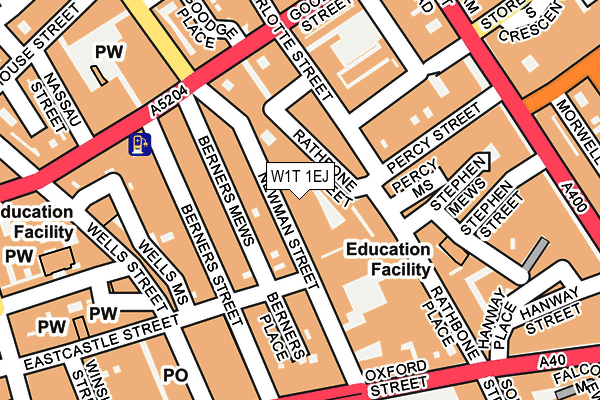 W1T 1EJ map - OS OpenMap – Local (Ordnance Survey)