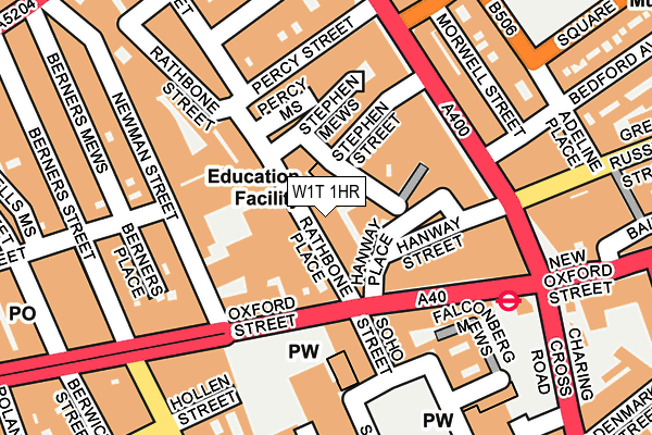 W1T 1HR map - OS OpenMap – Local (Ordnance Survey)