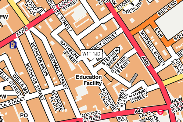 W1T 1JD map - OS OpenMap – Local (Ordnance Survey)