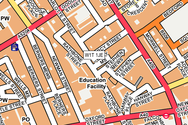 W1T 1JE map - OS OpenMap – Local (Ordnance Survey)