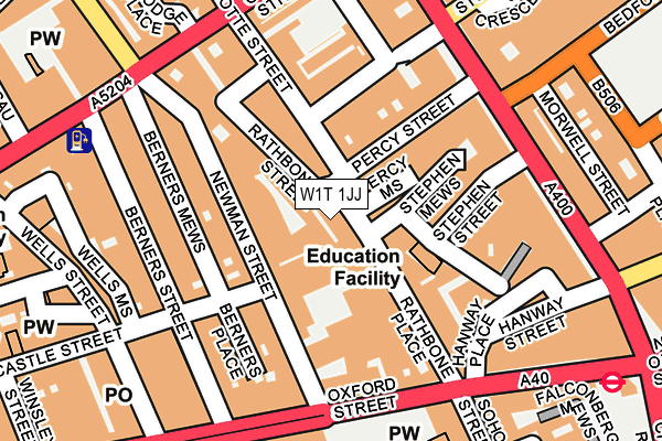 W1T 1JJ map - OS OpenMap – Local (Ordnance Survey)