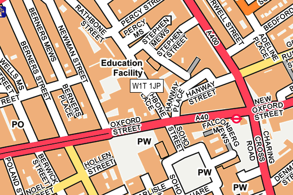 W1T 1JP map - OS OpenMap – Local (Ordnance Survey)