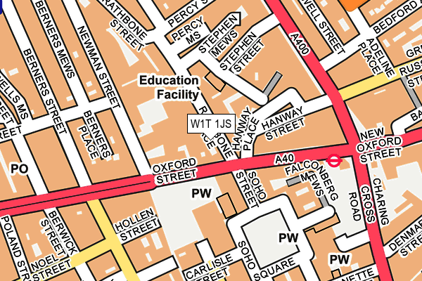 W1T 1JS map - OS OpenMap – Local (Ordnance Survey)