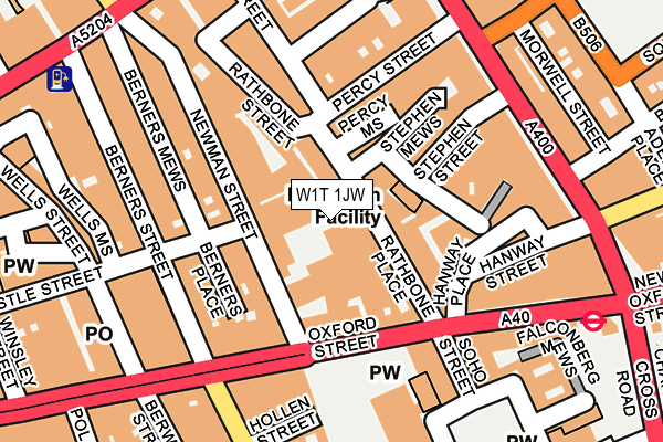 W1T 1JW map - OS OpenMap – Local (Ordnance Survey)