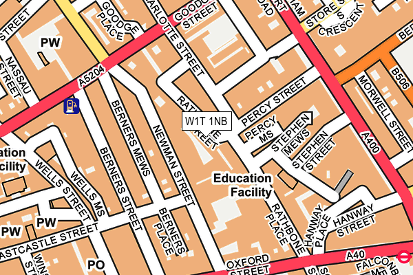 W1T 1NB map - OS OpenMap – Local (Ordnance Survey)