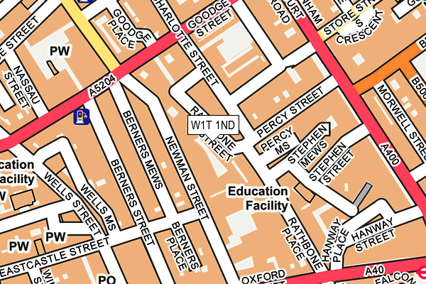 W1T 1ND map - OS OpenMap – Local (Ordnance Survey)