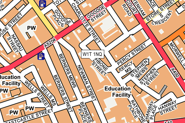 W1T 1NQ map - OS OpenMap – Local (Ordnance Survey)