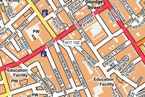 W1T 1NZ map - OS OpenMap – Local (Ordnance Survey)