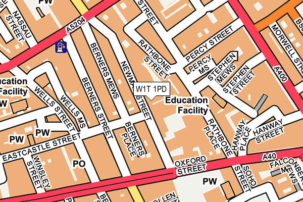 W1T 1PD map - OS OpenMap – Local (Ordnance Survey)