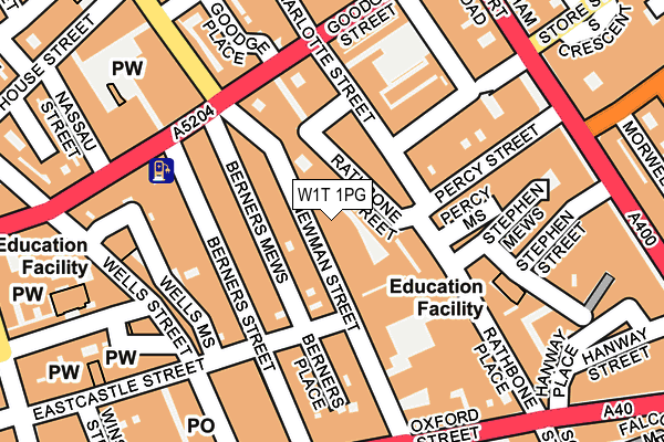 W1T 1PG map - OS OpenMap – Local (Ordnance Survey)