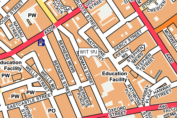 W1T 1PJ map - OS OpenMap – Local (Ordnance Survey)