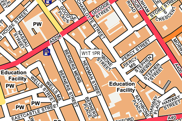 W1T 1PR map - OS OpenMap – Local (Ordnance Survey)