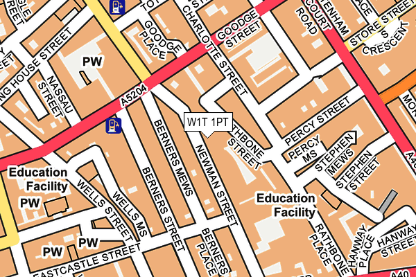 W1T 1PT map - OS OpenMap – Local (Ordnance Survey)