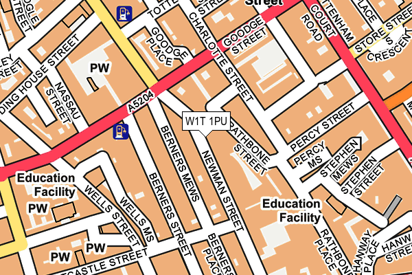 W1T 1PU map - OS OpenMap – Local (Ordnance Survey)