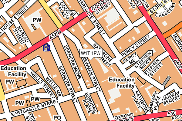 W1T 1PW map - OS OpenMap – Local (Ordnance Survey)