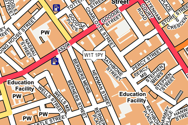 W1T 1PY map - OS OpenMap – Local (Ordnance Survey)