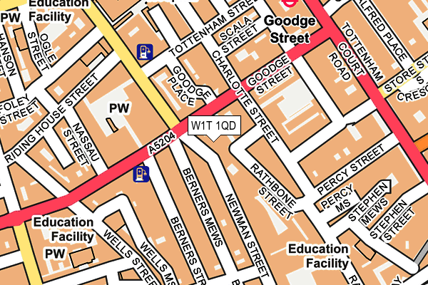 W1T 1QD map - OS OpenMap – Local (Ordnance Survey)