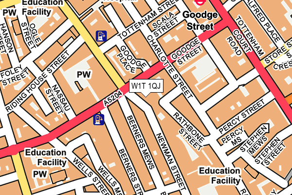 W1T 1QJ map - OS OpenMap – Local (Ordnance Survey)