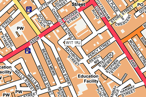 W1T 1RJ map - OS OpenMap – Local (Ordnance Survey)