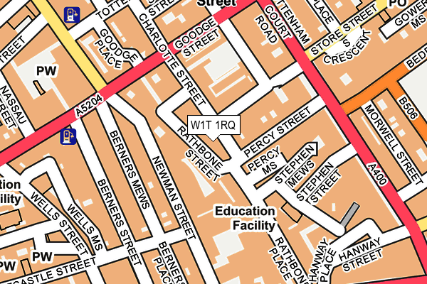 W1T 1RQ map - OS OpenMap – Local (Ordnance Survey)