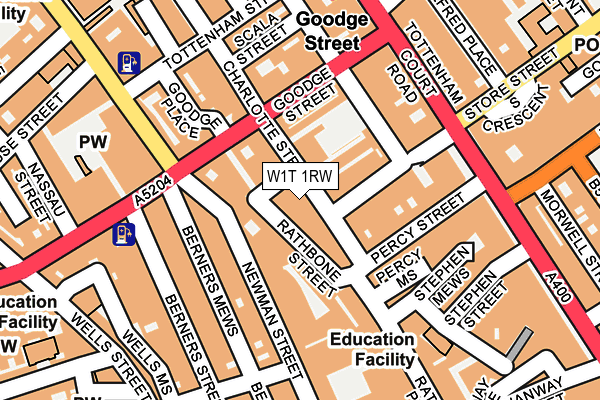 W1T 1RW map - OS OpenMap – Local (Ordnance Survey)