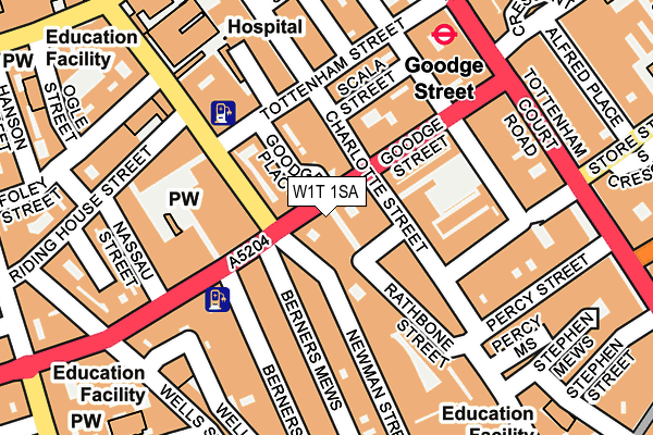 W1T 1SA map - OS OpenMap – Local (Ordnance Survey)