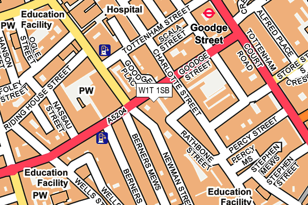 W1T 1SB map - OS OpenMap – Local (Ordnance Survey)