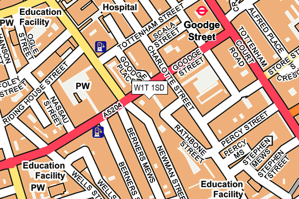 W1T 1SD map - OS OpenMap – Local (Ordnance Survey)