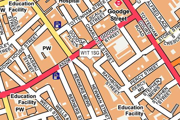 W1T 1SG map - OS OpenMap – Local (Ordnance Survey)
