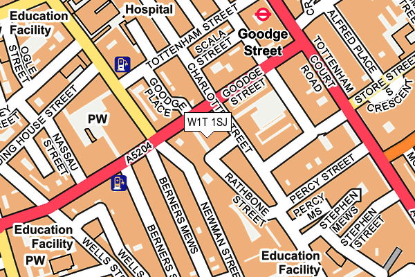 W1T 1SJ map - OS OpenMap – Local (Ordnance Survey)