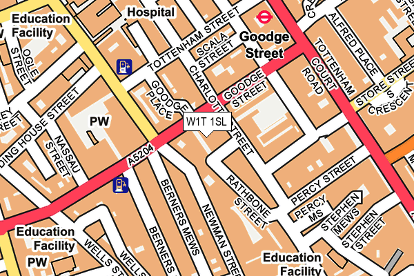 W1T 1SL map - OS OpenMap – Local (Ordnance Survey)