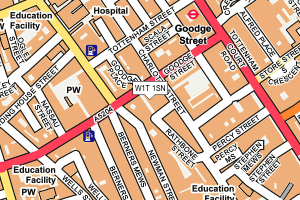 W1T 1SN map - OS OpenMap – Local (Ordnance Survey)