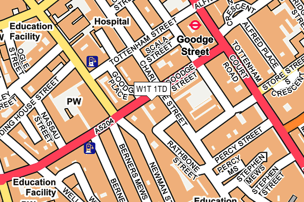 W1T 1TD map - OS OpenMap – Local (Ordnance Survey)