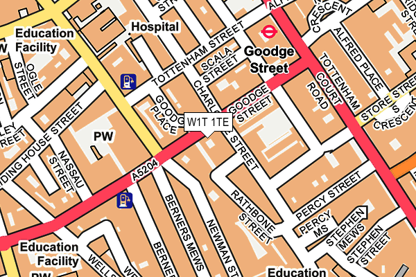 W1T 1TE map - OS OpenMap – Local (Ordnance Survey)