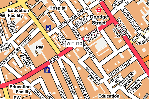 W1T 1TG map - OS OpenMap – Local (Ordnance Survey)