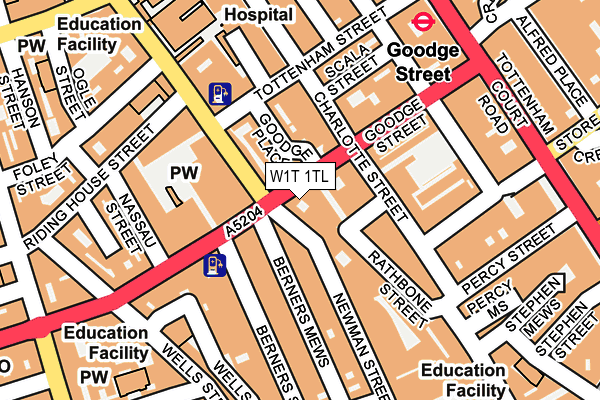 W1T 1TL map - OS OpenMap – Local (Ordnance Survey)