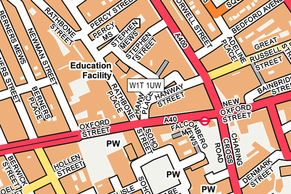 W1T 1UW map - OS OpenMap – Local (Ordnance Survey)