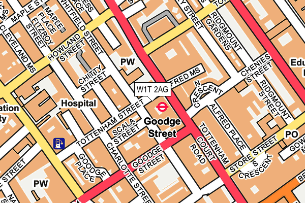 W1T 2AG map - OS OpenMap – Local (Ordnance Survey)