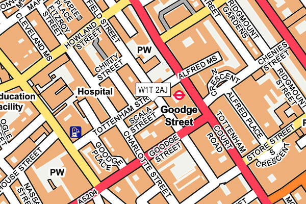 W1T 2AJ map - OS OpenMap – Local (Ordnance Survey)
