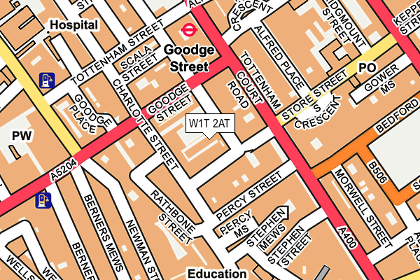 W1T 2AT map - OS OpenMap – Local (Ordnance Survey)