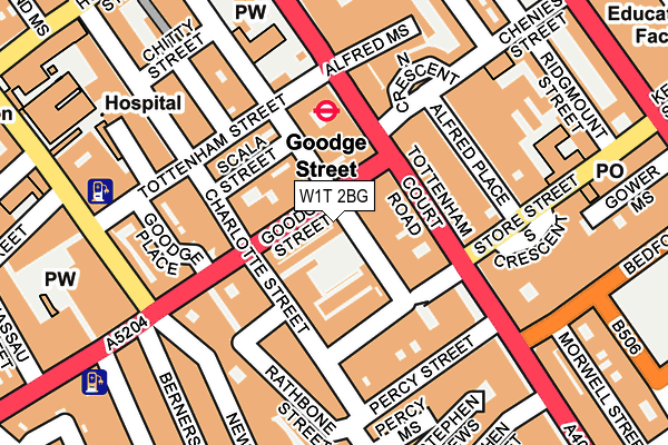 W1T 2BG map - OS OpenMap – Local (Ordnance Survey)
