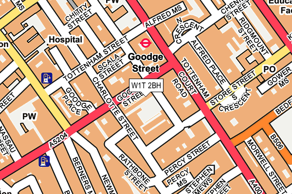 W1T 2BH map - OS OpenMap – Local (Ordnance Survey)