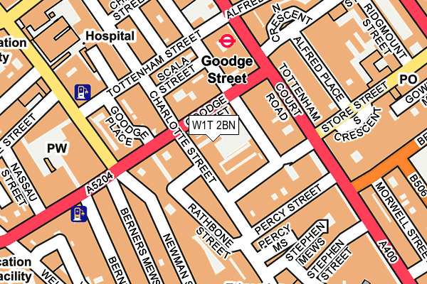 W1T 2BN map - OS OpenMap – Local (Ordnance Survey)