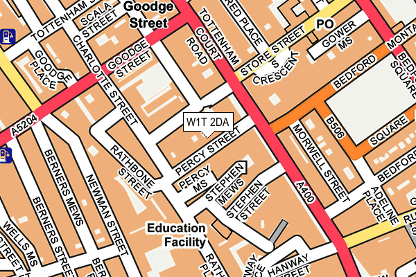 W1T 2DA map - OS OpenMap – Local (Ordnance Survey)