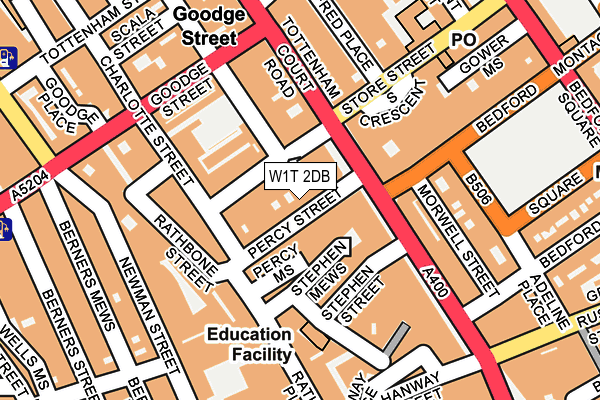 W1T 2DB map - OS OpenMap – Local (Ordnance Survey)