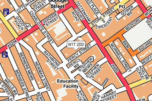 W1T 2DD map - OS OpenMap – Local (Ordnance Survey)