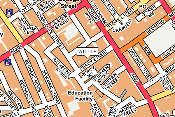 W1T 2DE map - OS OpenMap – Local (Ordnance Survey)