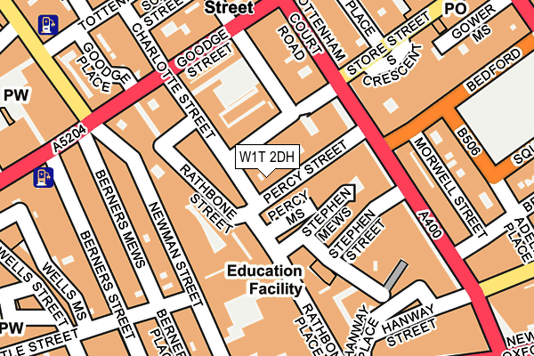 W1T 2DH map - OS OpenMap – Local (Ordnance Survey)